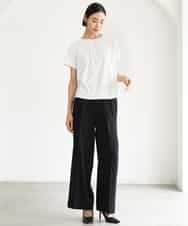 FMKJD23150 MICHEL KLEIN(ミッシェルクラン) ギャザーネックジョーゼットカットソー ラベンダー