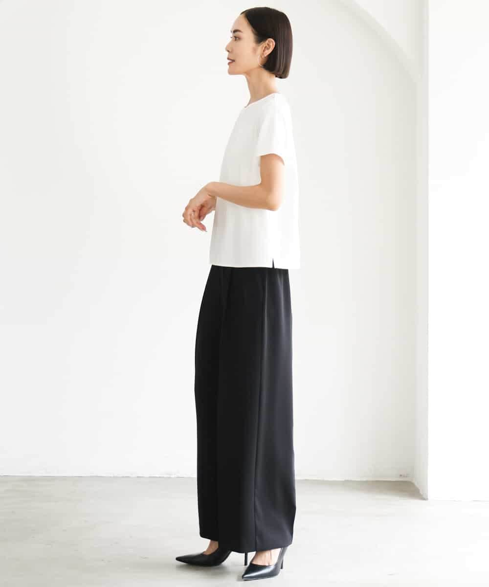 FMKJD23150 MICHEL KLEIN(ミッシェルクラン) ギャザーネックジョーゼットカットソー ラベンダー