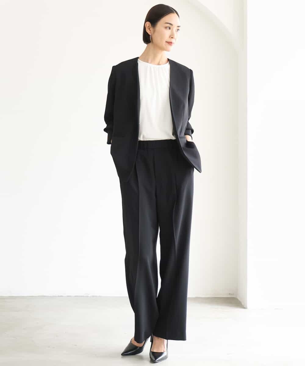 FMKJD23150 MICHEL KLEIN(ミッシェルクラン) ギャザーネックジョーゼットカットソー ラベンダー