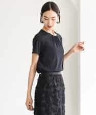 FMKJD23150 MICHEL KLEIN(ミッシェルクラン) ギャザーネックジョーゼットカットソー ラベンダー