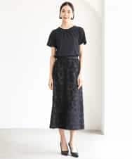FMKJD23150 MICHEL KLEIN(ミッシェルクラン) ギャザーネックジョーゼットカットソー ラベンダー