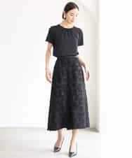 FMKJD23150 MICHEL KLEIN(ミッシェルクラン) ギャザーネックジョーゼットカットソー ラベンダー