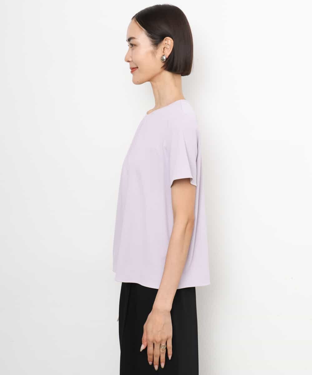 FMKJD23150 MICHEL KLEIN(ミッシェルクラン) ギャザーネックジョーゼットカットソー ラベンダー