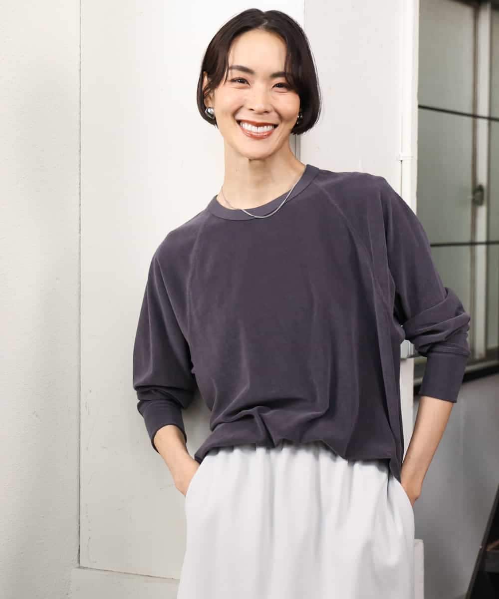FMKJD30180 MICHEL KLEIN(ミッシェルクラン) ラグランプルオーバー ダークグレー