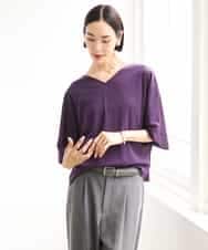 FMKJD31170 MICHEL KLEIN(ミッシェルクラン) ドルマンVネックトップス パープル