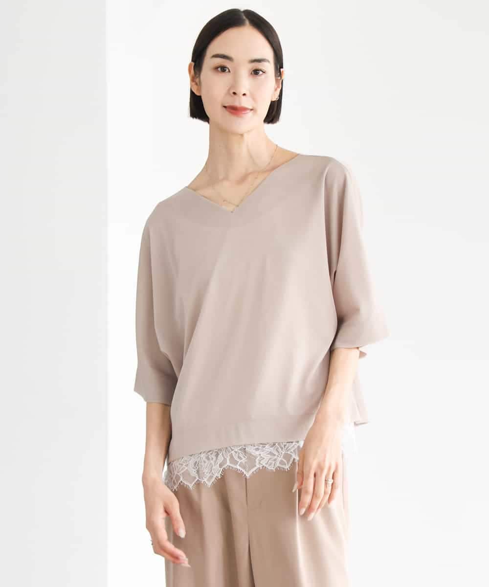 FMKJD31170 MICHEL KLEIN(ミッシェルクラン) ドルマンVネックトップス ベージュ
