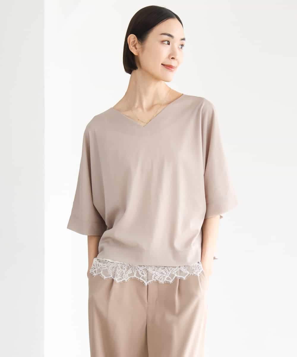 FMKJD31170 MICHEL KLEIN(ミッシェルクラン) ドルマンVネックトップス ベージュ