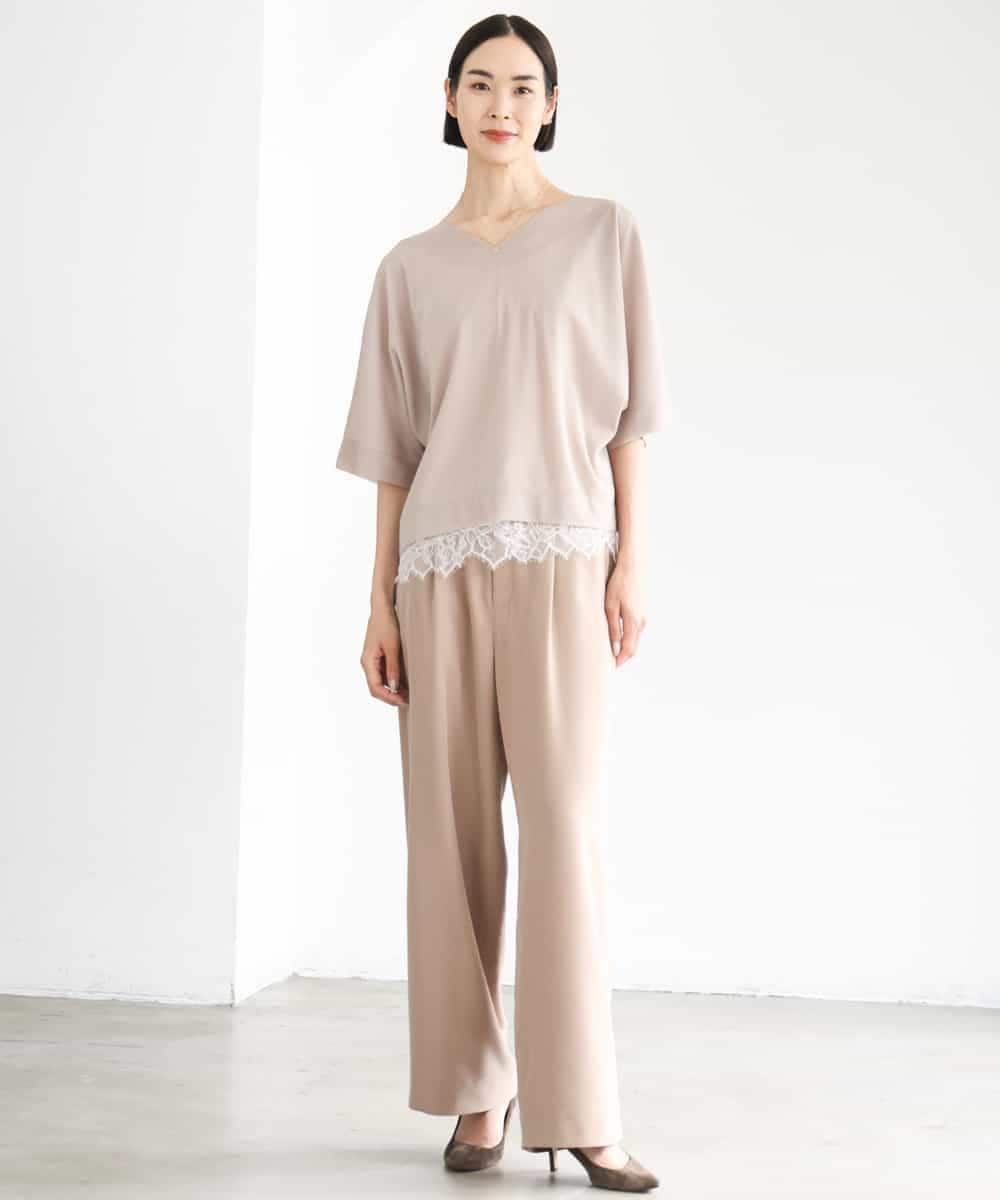 FMKJD31170 MICHEL KLEIN(ミッシェルクラン) ドルマンVネックトップス ベージュ