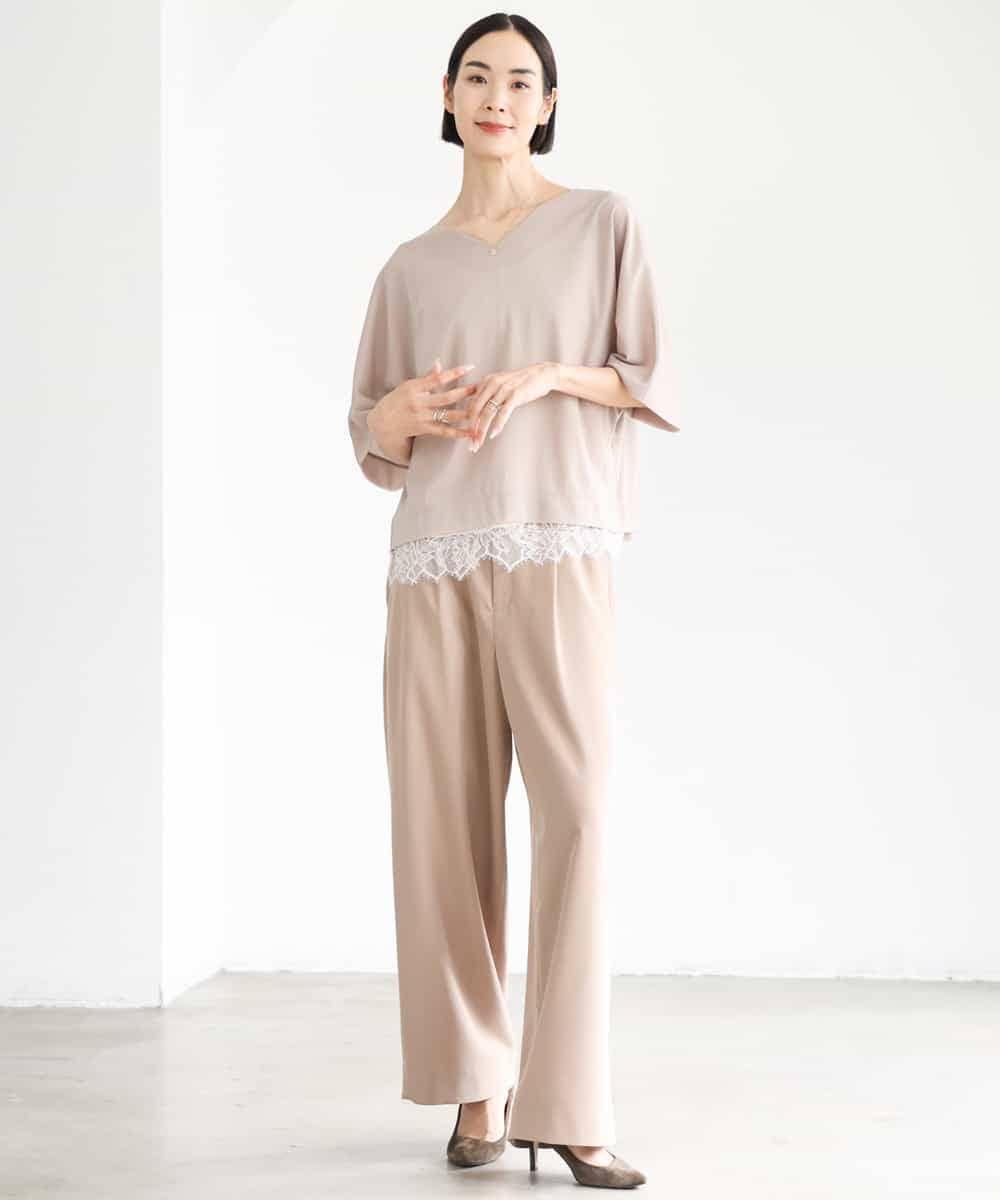 FMKJD31170 MICHEL KLEIN(ミッシェルクラン) ドルマンVネックトップス ベージュ