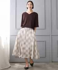 FMKJD31170 MICHEL KLEIN(ミッシェルクラン) ドルマンVネックトップス ベージュ