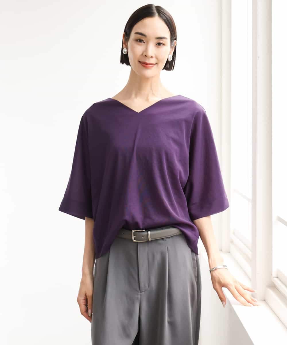 FMKJD31170 MICHEL KLEIN(ミッシェルクラン) ドルマンVネックトップス ベージュ