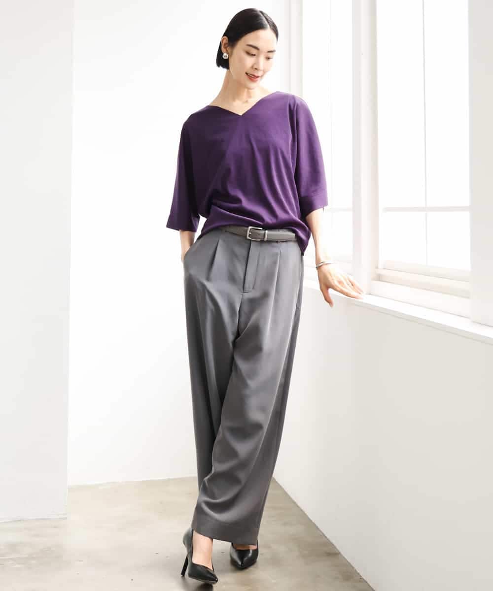 FMKJD31170 MICHEL KLEIN(ミッシェルクラン) ドルマンVネックトップス ベージュ