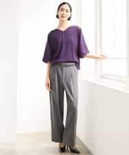 FMKJD31170 MICHEL KLEIN(ミッシェルクラン) ドルマンVネックトップス ベージュ