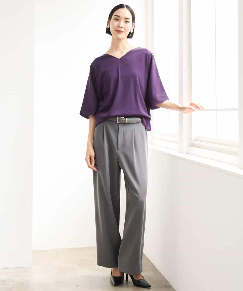 FMKJD31170 MICHEL KLEIN(ミッシェルクラン) ドルマンVネックトップス ベージュ