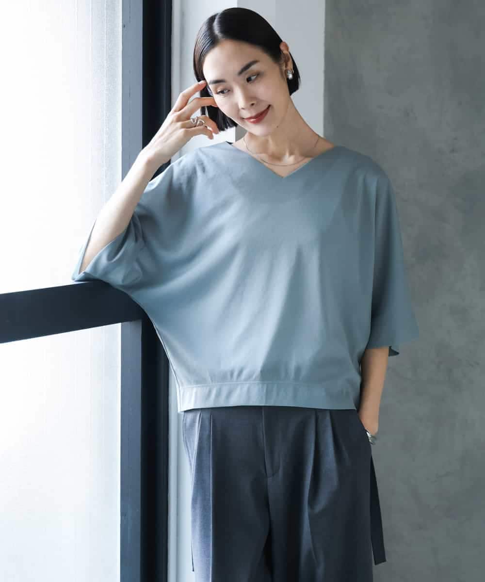 FMKJD31170 MICHEL KLEIN(ミッシェルクラン) ドルマンVネックトップス ベージュ