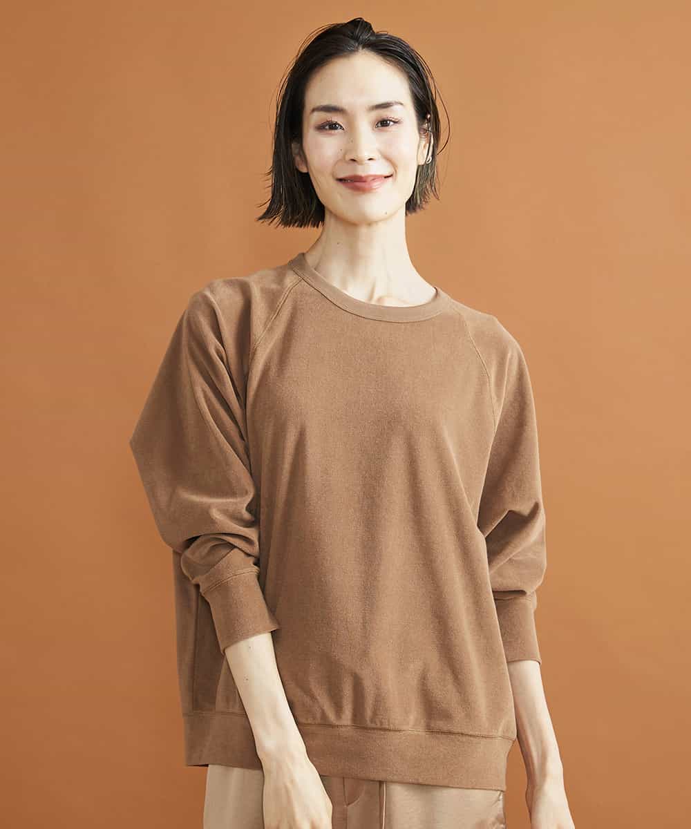FMKJS01190 MICHEL KLEIN(ミッシェルクラン) マイクロパイルロングスリーブカットソー キャメル(83)
