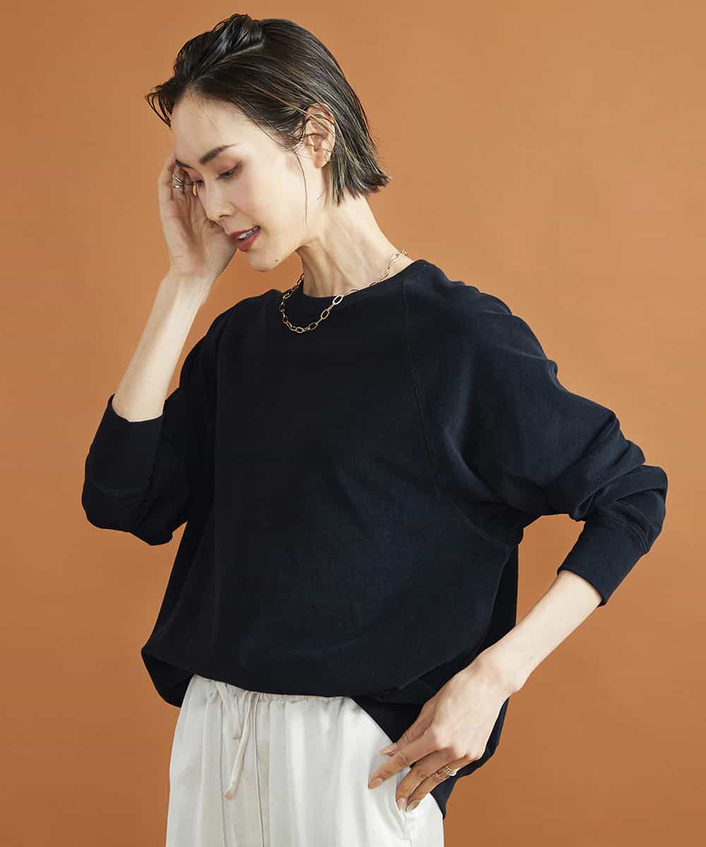 FMKJS01190 MICHEL KLEIN(ミッシェルクラン) マイクロパイルロングスリーブカットソー ブラック(94)