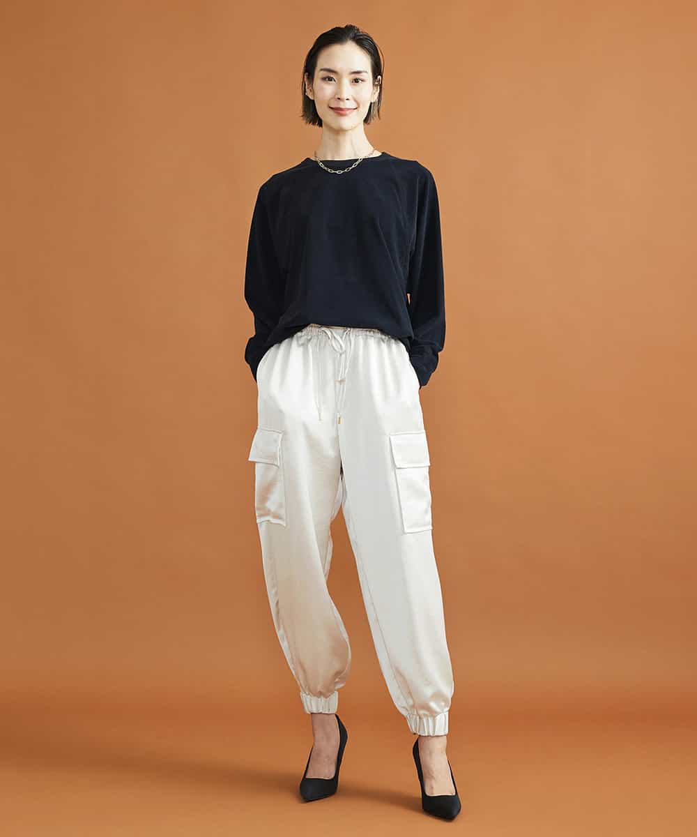 FMKJS01190 MICHEL KLEIN(ミッシェルクラン) マイクロパイルロングスリーブカットソー ブラック(94)