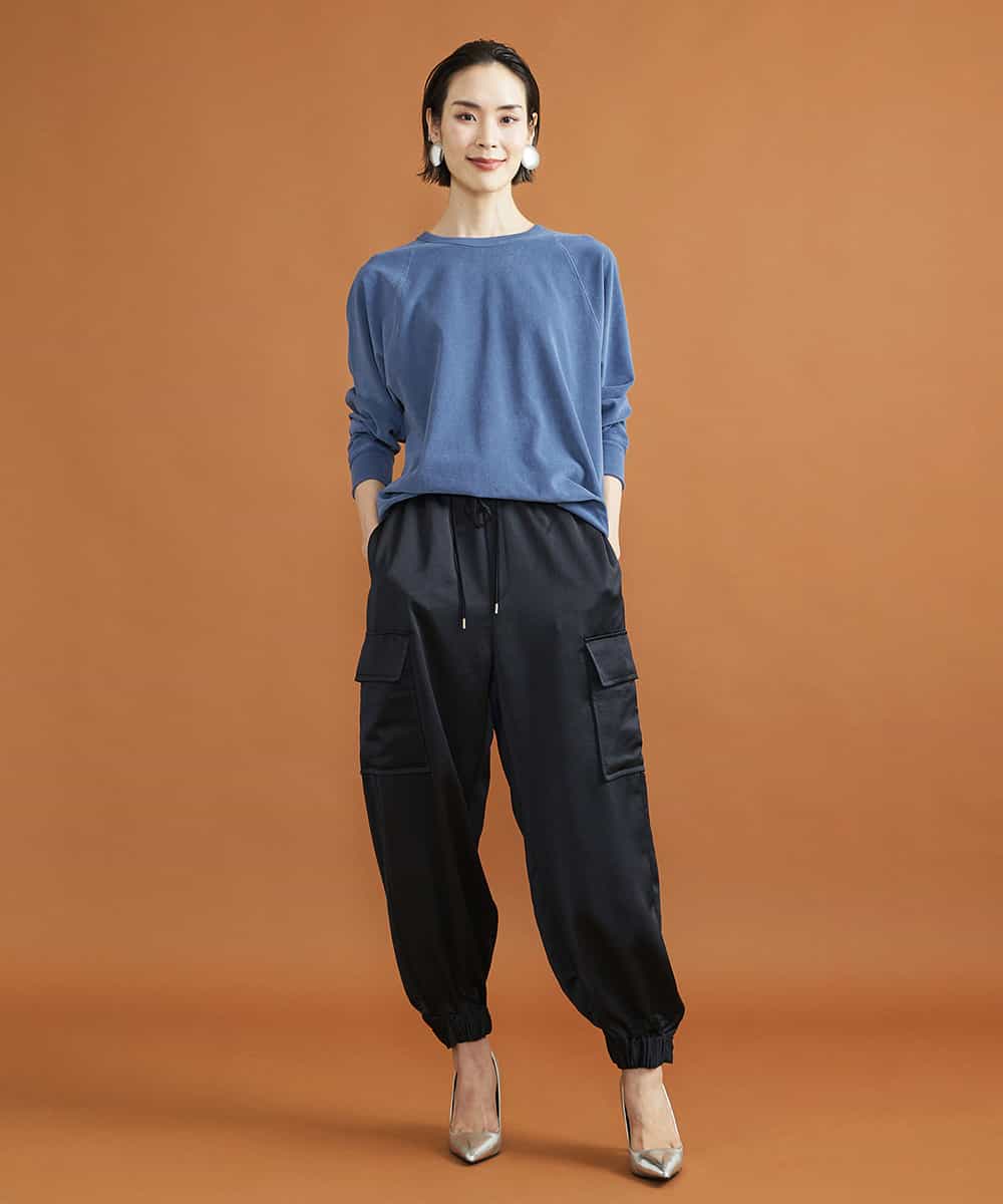 FMKJS01190 MICHEL KLEIN(ミッシェルクラン) マイクロパイルロングスリーブカットソー ブラック(94)