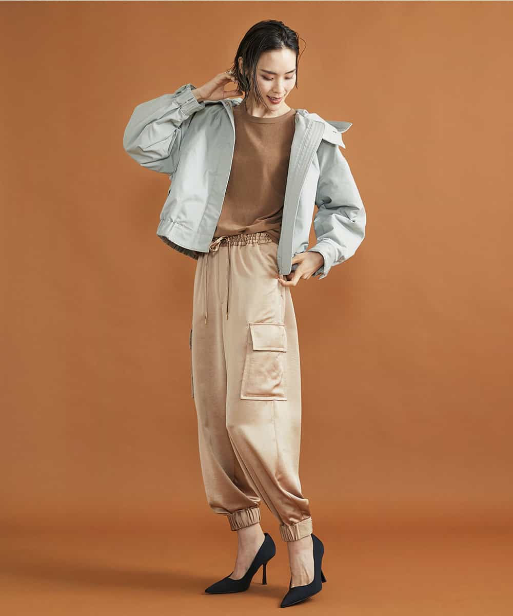 FMKJS01190 MICHEL KLEIN(ミッシェルクラン) マイクロパイルロングスリーブカットソー ブラック(94)