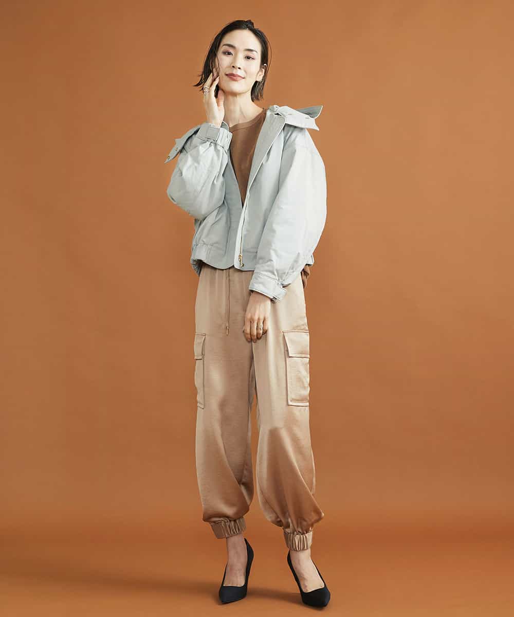FMKJS01190 MICHEL KLEIN(ミッシェルクラン) マイクロパイルロングスリーブカットソー ブラック(94)