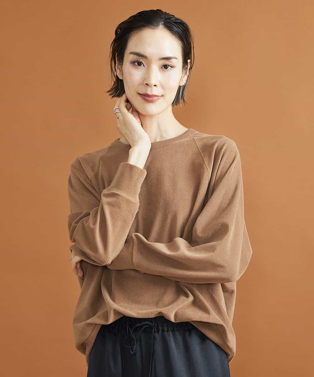 FMKJS01190 MICHEL KLEIN(ミッシェルクラン) マイクロパイルロングスリーブカットソー ブラック(94)