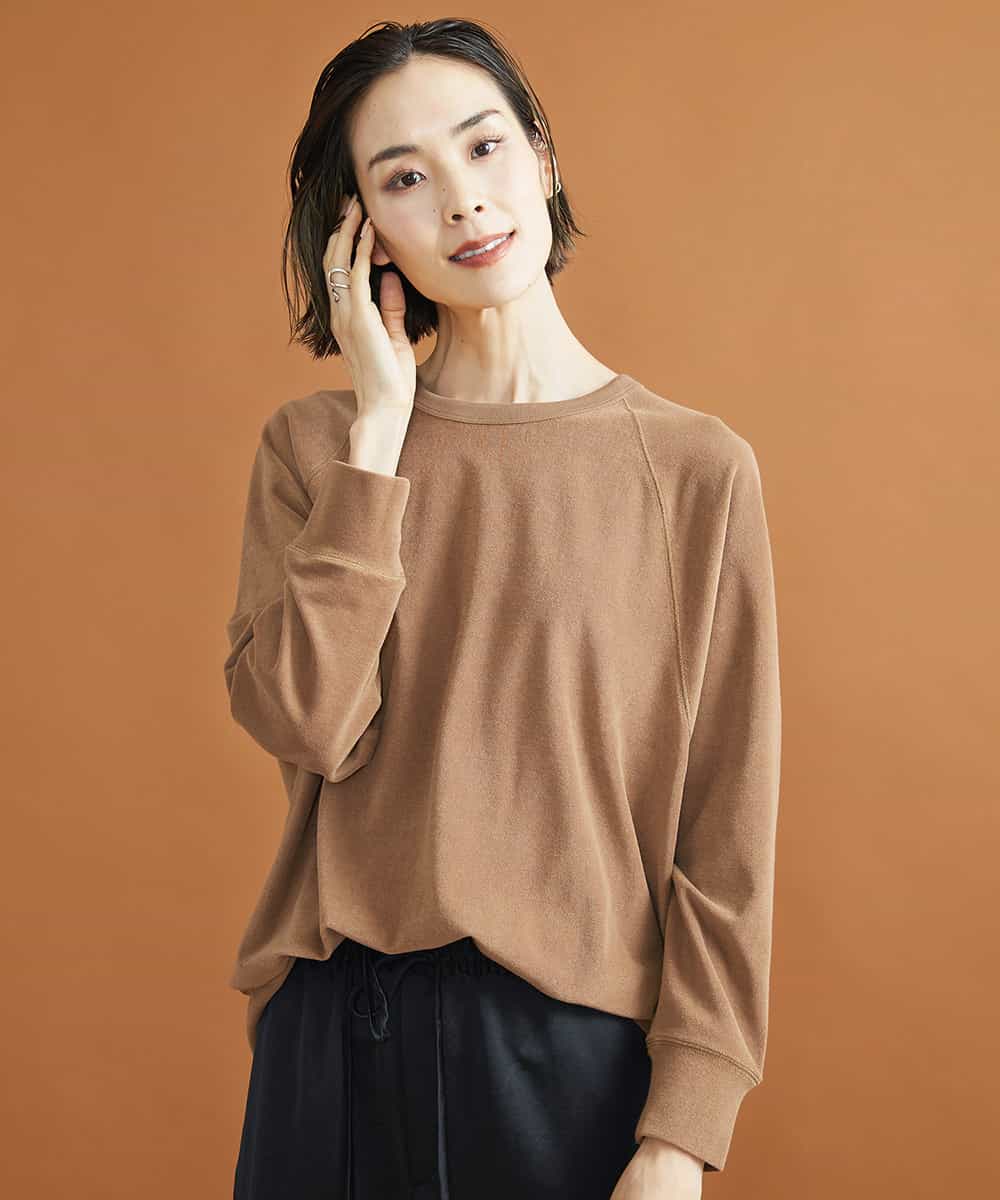FMKJS01190 MICHEL KLEIN(ミッシェルクラン) マイクロパイルロングスリーブカットソー ブラック(94)