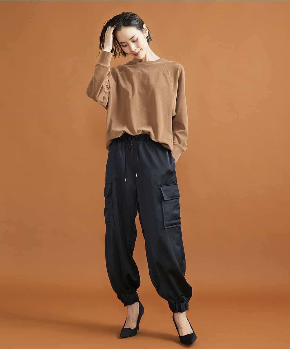 FMKJS01190 MICHEL KLEIN(ミッシェルクラン) マイクロパイルロングスリーブカットソー ブラック(94)