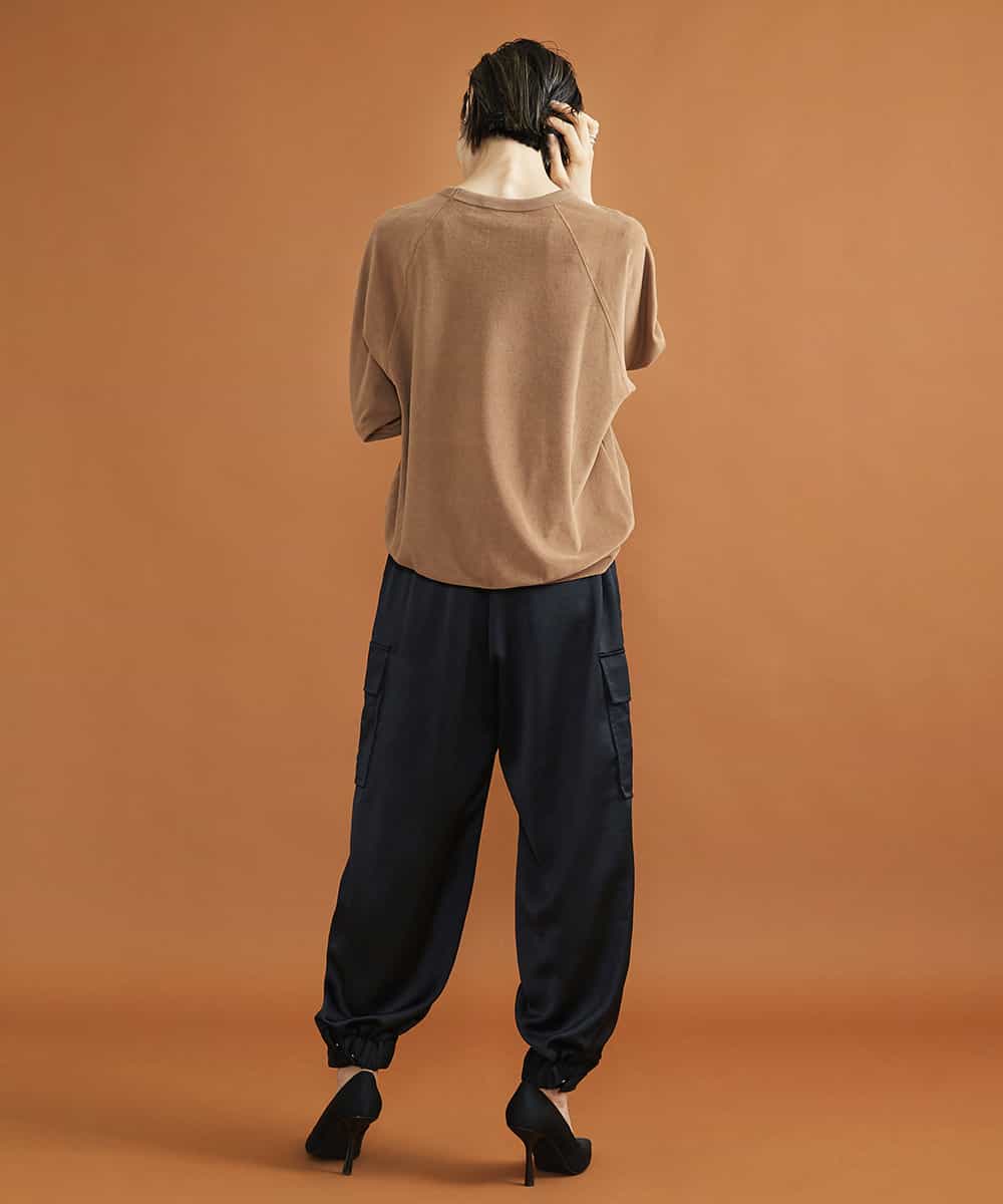 FMKJS01190 MICHEL KLEIN(ミッシェルクラン) マイクロパイルロングスリーブカットソー ブラック(94)