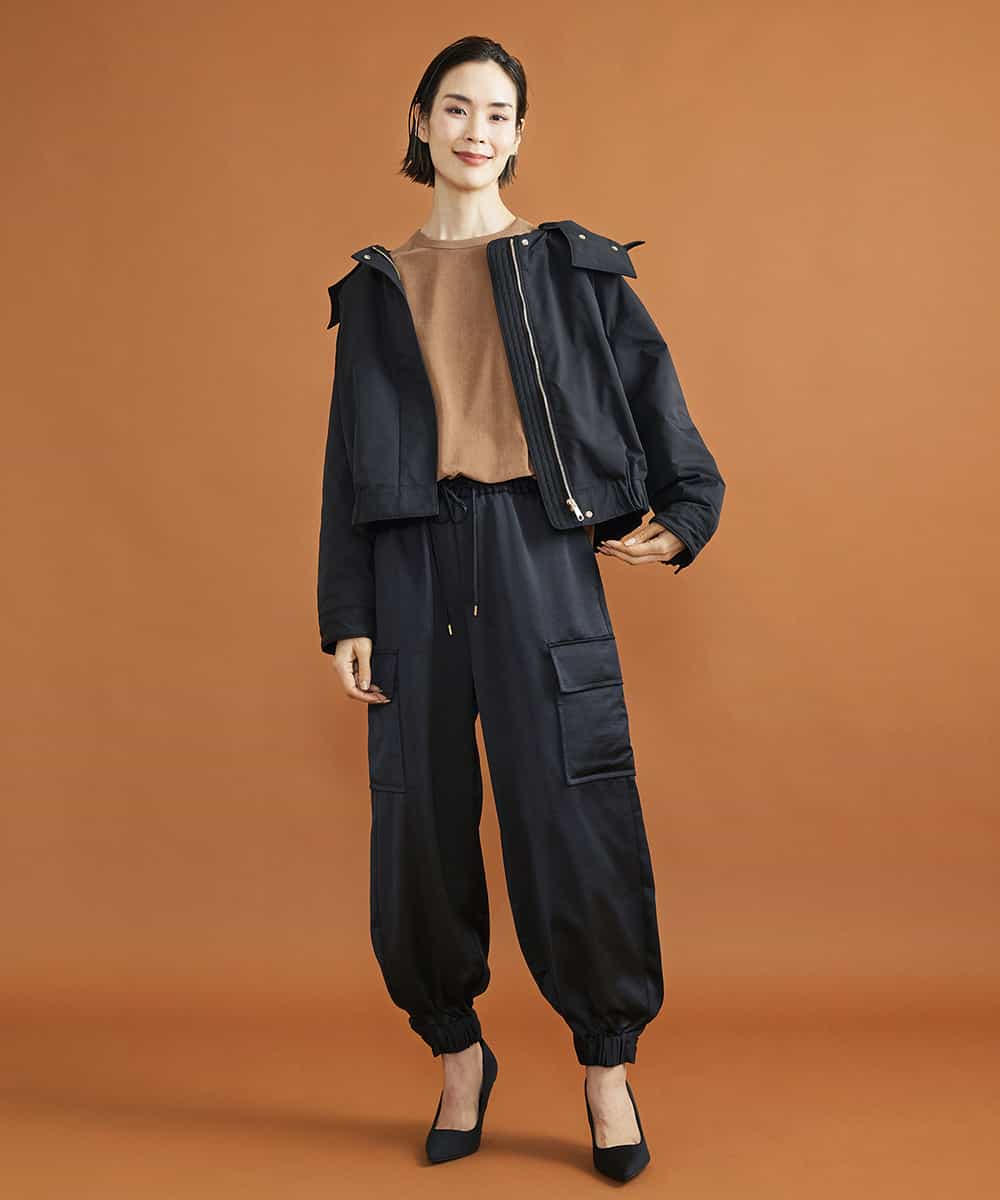 FMKJS01190 MICHEL KLEIN(ミッシェルクラン) マイクロパイルロングスリーブカットソー ブラック(94)