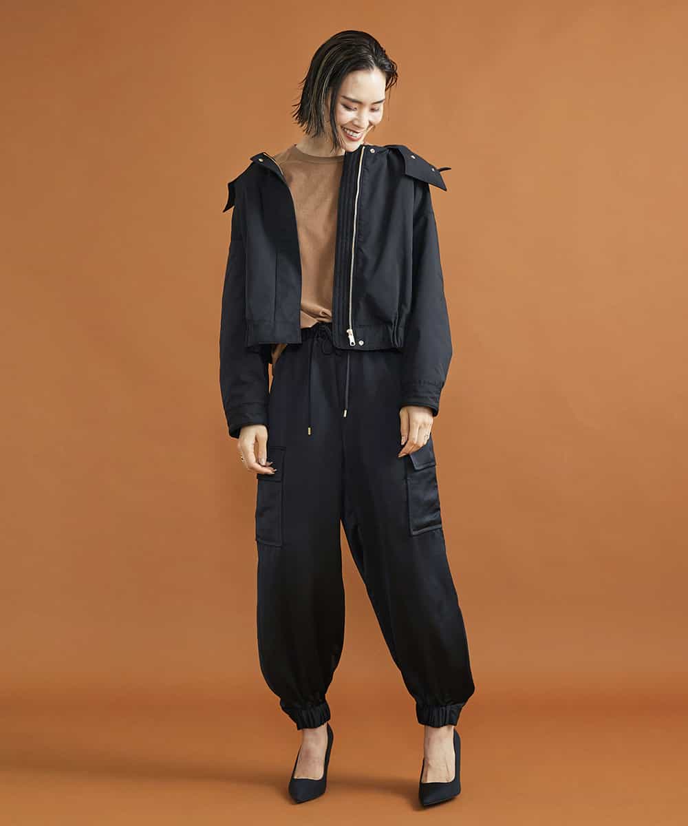 FMKJS01190 MICHEL KLEIN(ミッシェルクラン) マイクロパイルロングスリーブカットソー ブラック(94)