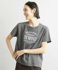 FMKJS02120 MICHEL KLEIN(ミッシェルクラン) フロッキーロゴプリントTシャツ ダークグレー(93)