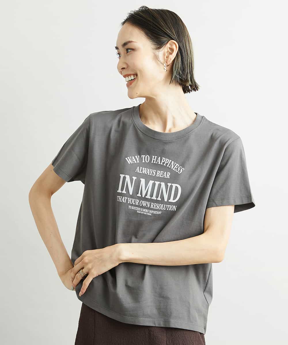 FMKJS02120 MICHEL KLEIN(ミッシェルクラン) フロッキーロゴプリントTシャツ ダークグレー(93)