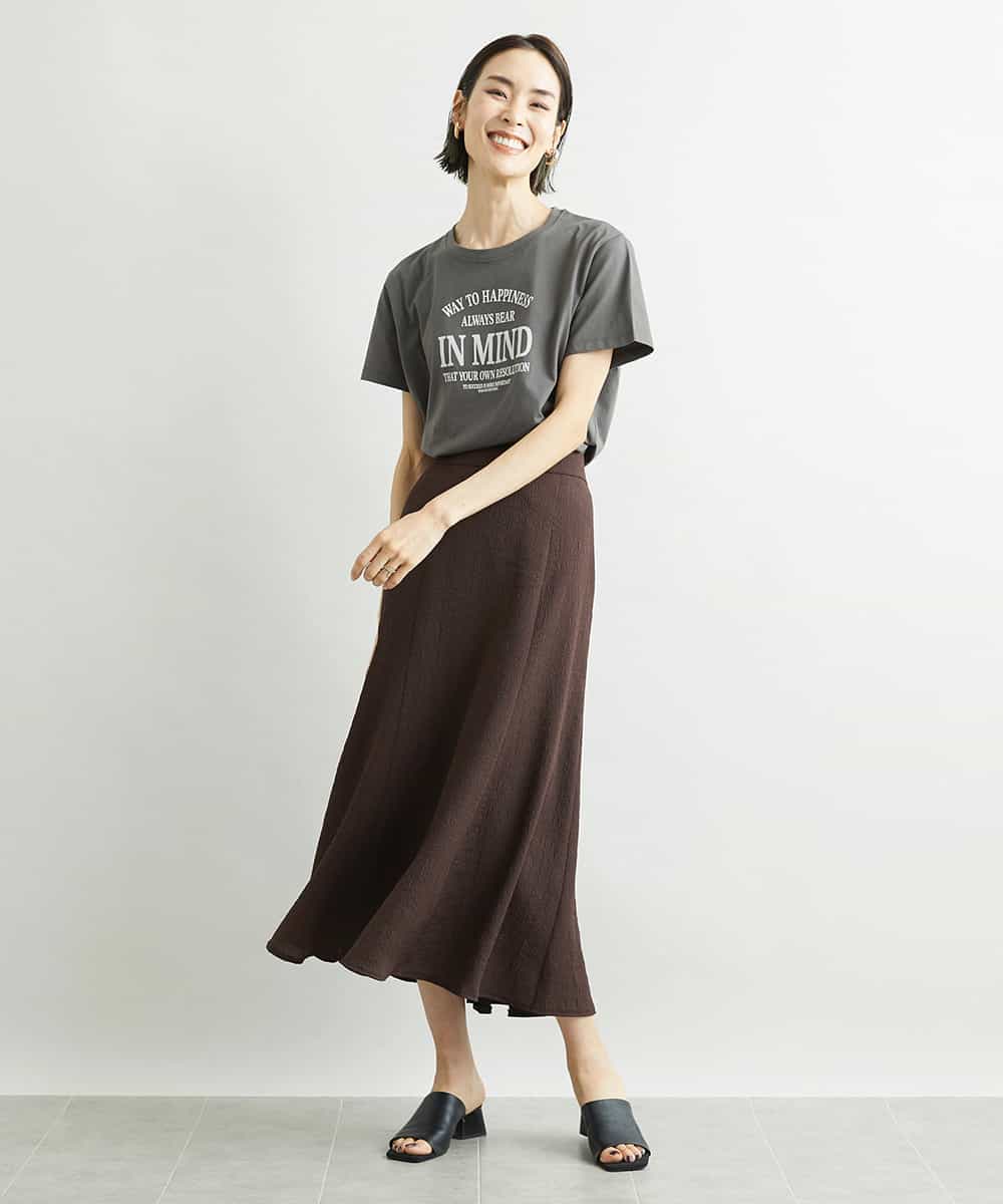 FMKJS02120 MICHEL KLEIN(ミッシェルクラン) フロッキーロゴプリントTシャツ ダークグレー(93)