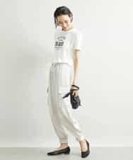 FMKJS02120 MICHEL KLEIN(ミッシェルクラン) フロッキーロゴプリントTシャツ ダークグレー(93)