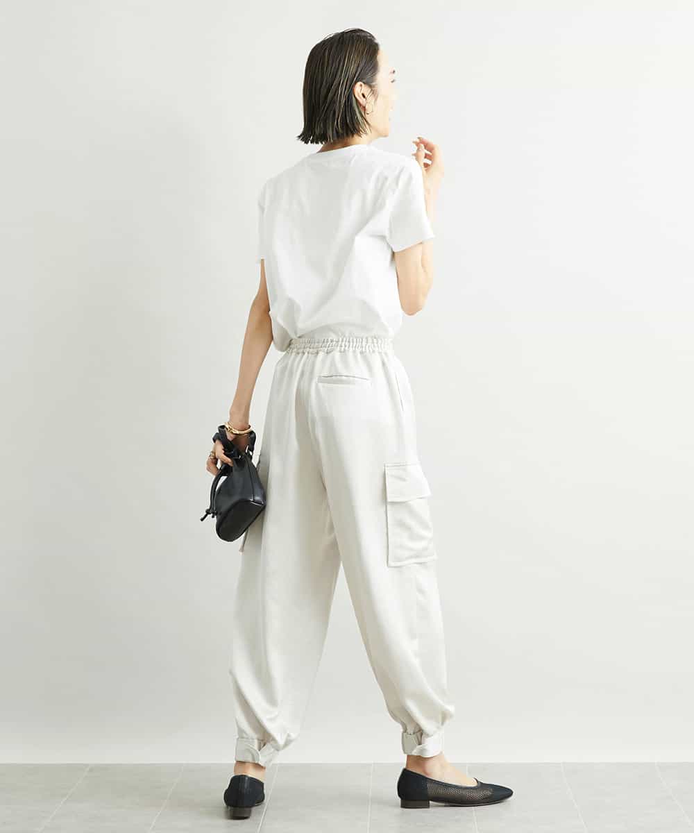FMKJS02120 MICHEL KLEIN(ミッシェルクラン) フロッキーロゴプリントTシャツ ダークグレー(93)