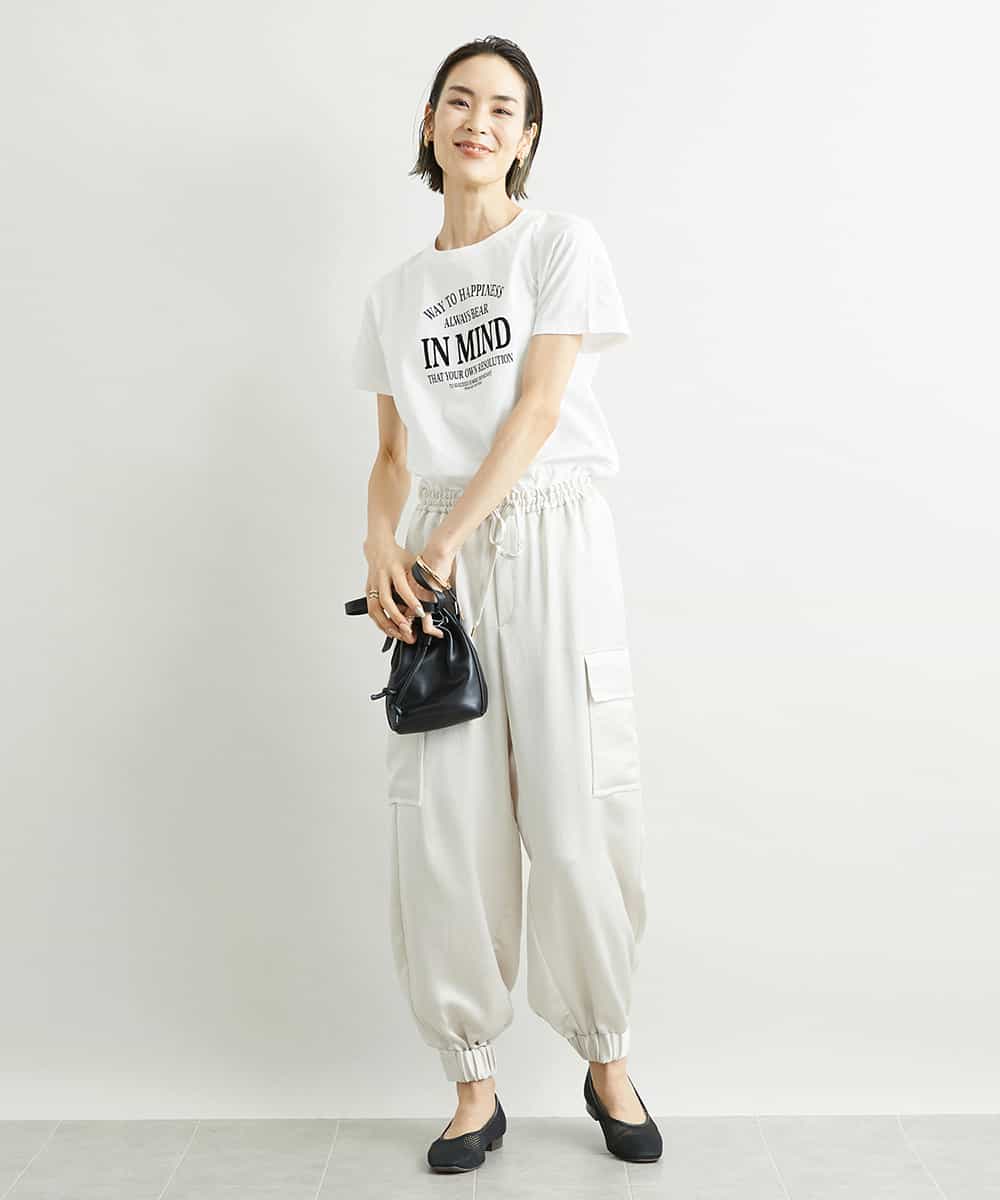 FMKJS02120 MICHEL KLEIN(ミッシェルクラン) フロッキーロゴプリントTシャツ ダークグレー(93)