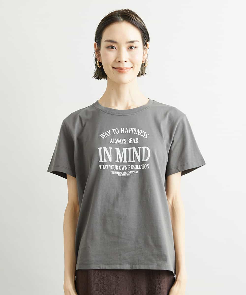FMKJS02120 MICHEL KLEIN(ミッシェルクラン) フロッキーロゴプリントTシャツ ダークグレー(93)