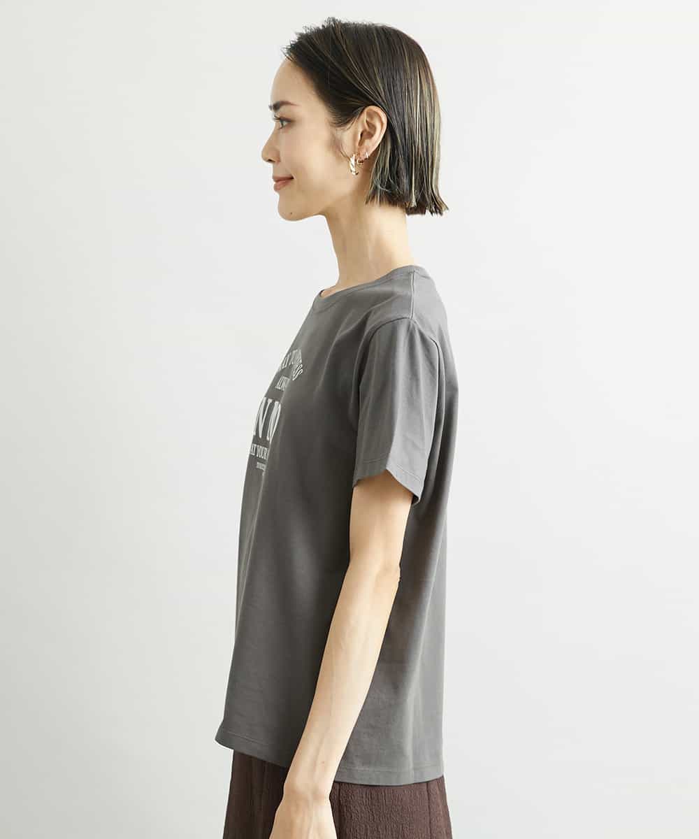 FMKJS02120 MICHEL KLEIN(ミッシェルクラン) フロッキーロゴプリントTシャツ ダークグレー(93)