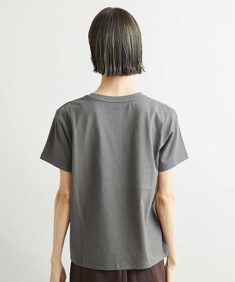 FMKJS02120 MICHEL KLEIN(ミッシェルクラン) フロッキーロゴプリントTシャツ ダークグレー(93)