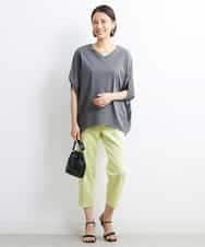 FMKJS35140 MICHEL KLEIN(ミッシェルクラン) [1枚着におすすめ]ドルマンスリーブVネックカットソー ダークグレー(93)