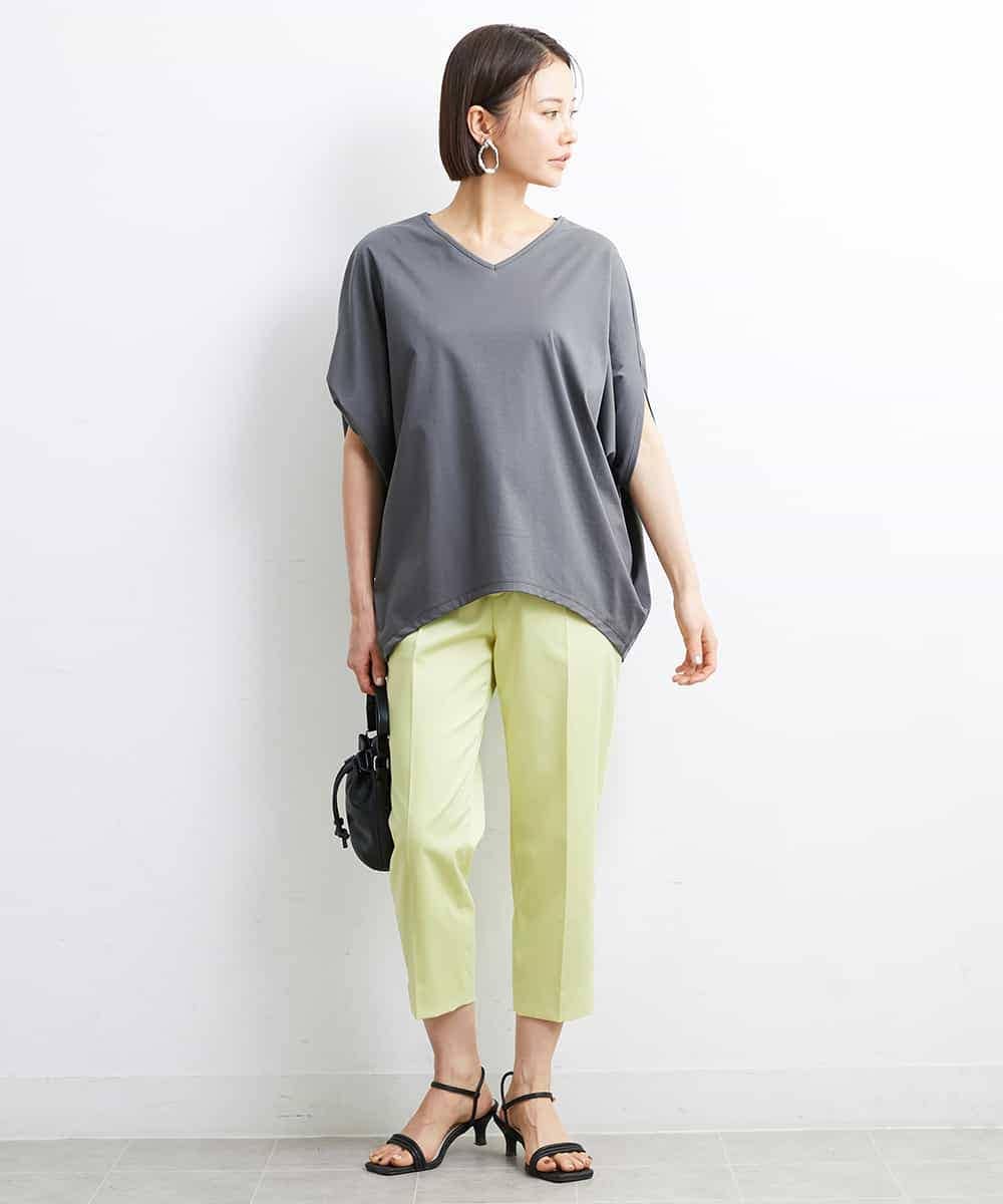 FMKJS35140 MICHEL KLEIN(ミッシェルクラン) [1枚着におすすめ]ドルマンスリーブVネックカットソー ダークグレー(93)
