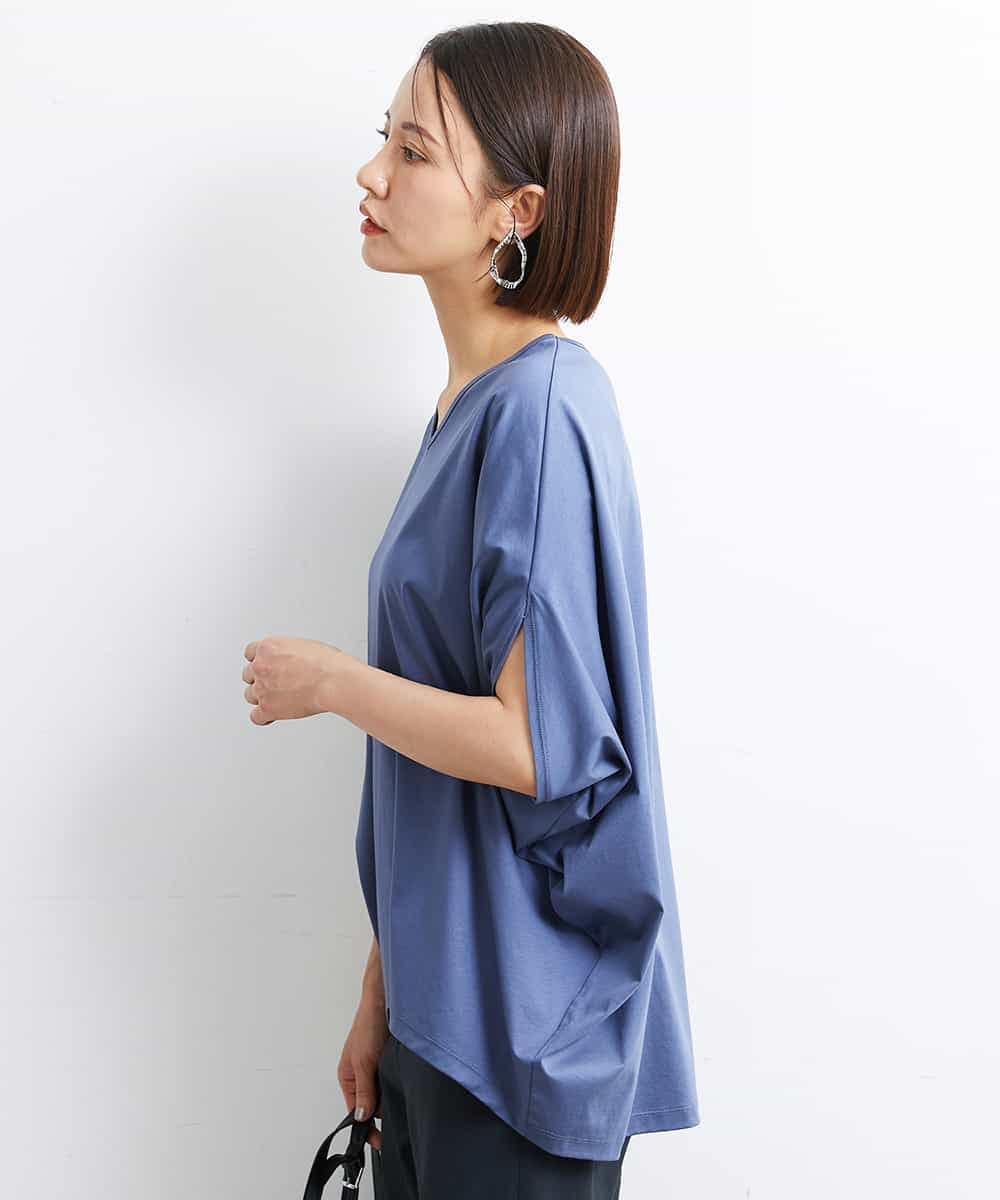 FMKJS35140 MICHEL KLEIN(ミッシェルクラン) [1枚着におすすめ]ドルマンスリーブVネックカットソー ダークグレー(93)