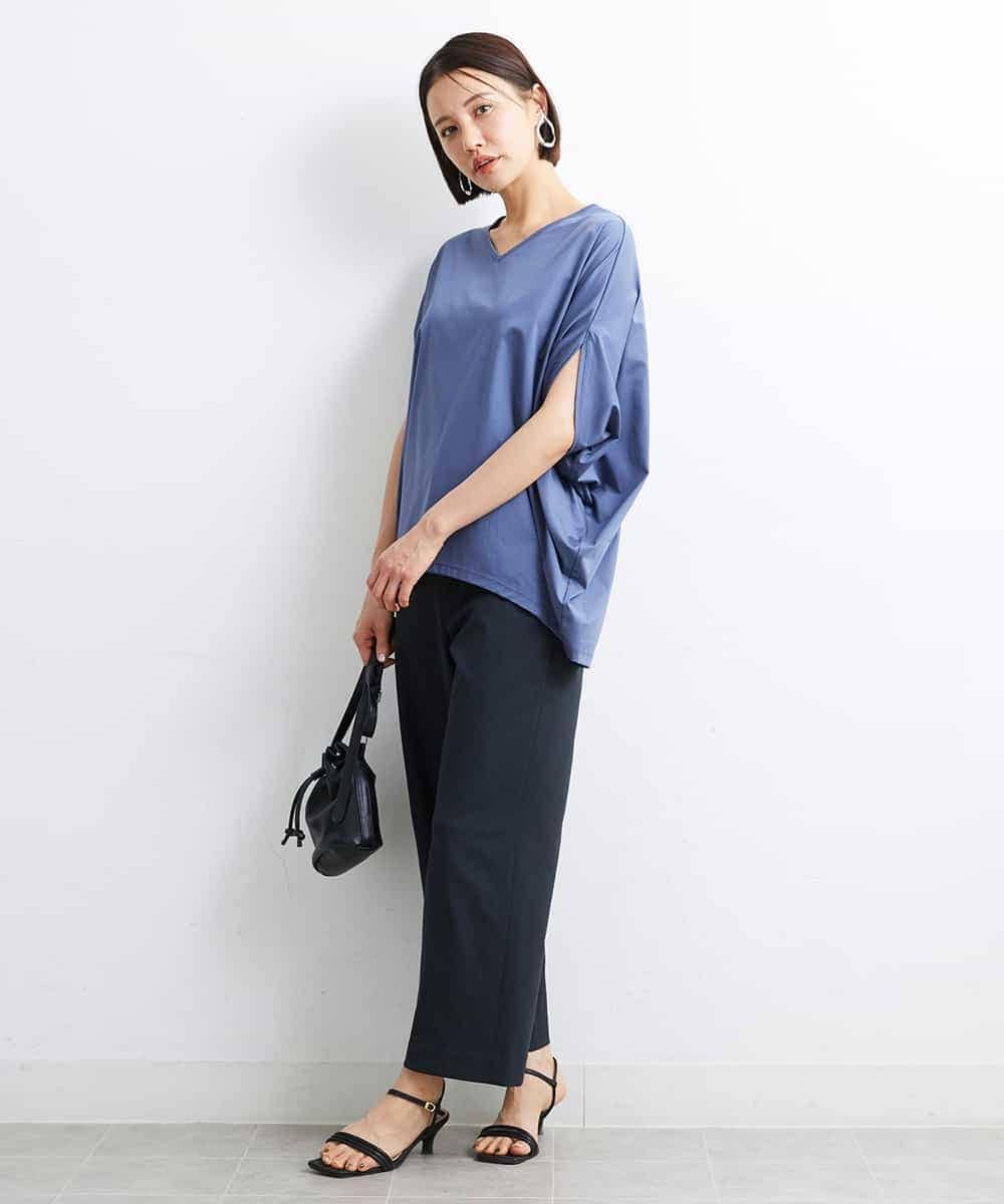 FMKJS35140 MICHEL KLEIN(ミッシェルクラン) [1枚着におすすめ]ドルマンスリーブVネックカットソー ダークグレー(93)