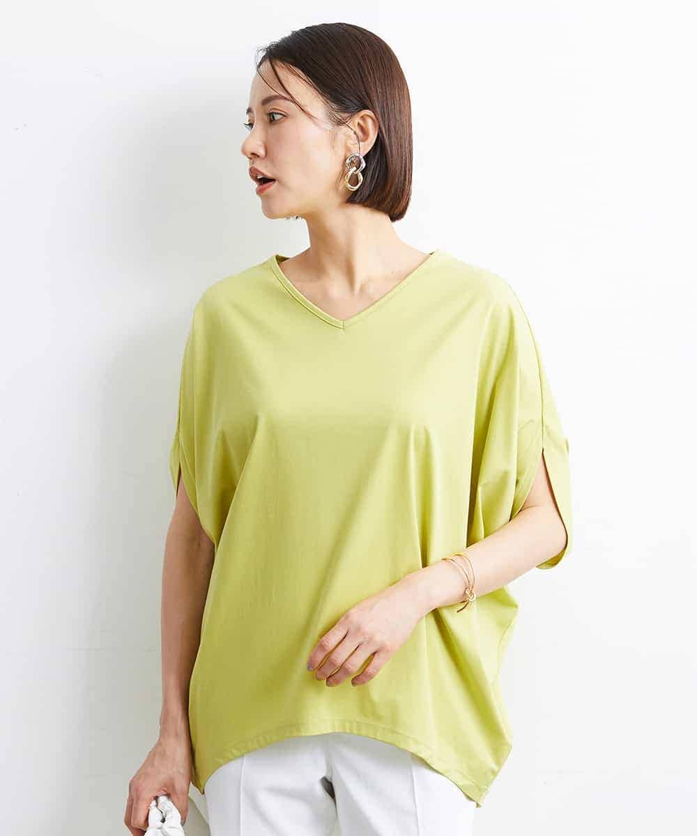 FMKJS35140 MICHEL KLEIN(ミッシェルクラン) [1枚着におすすめ]ドルマンスリーブVネックカットソー ダークグレー(93)