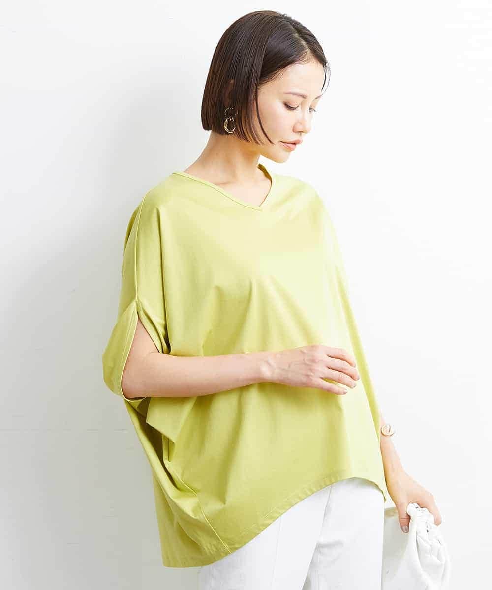 FMKJS35140 MICHEL KLEIN(ミッシェルクラン) [1枚着におすすめ]ドルマンスリーブVネックカットソー ダークグレー(93)