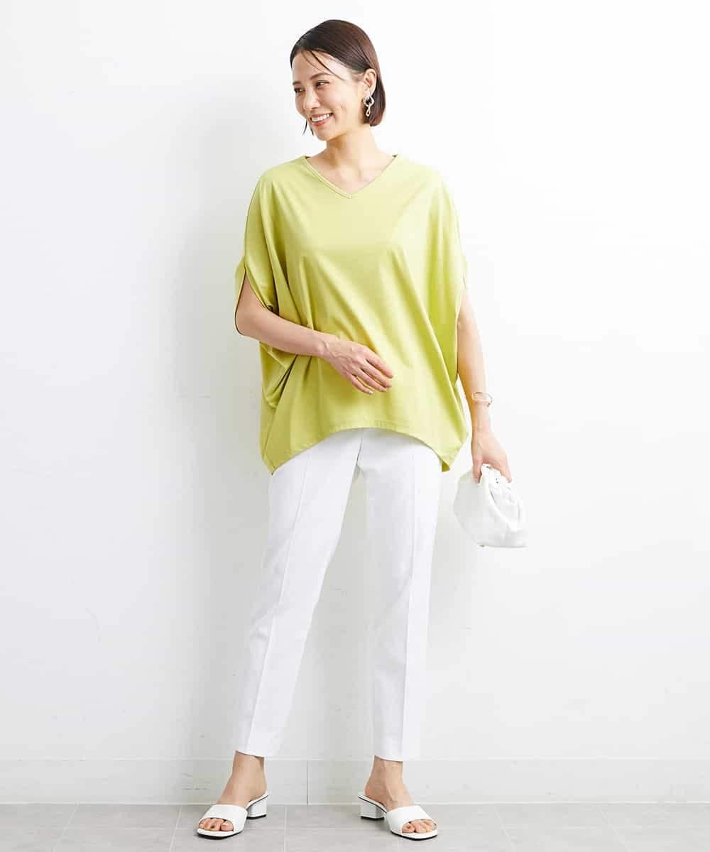 FMKJS35140 MICHEL KLEIN(ミッシェルクラン) [1枚着におすすめ]ドルマンスリーブVネックカットソー ダークグレー(93)