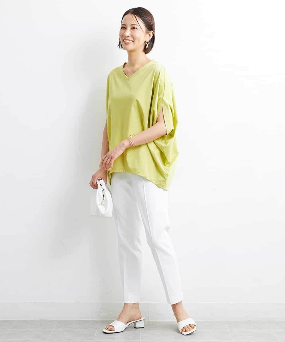 FMKJS35140 MICHEL KLEIN(ミッシェルクラン) [1枚着におすすめ]ドルマンスリーブVネックカットソー ダークグレー(93)