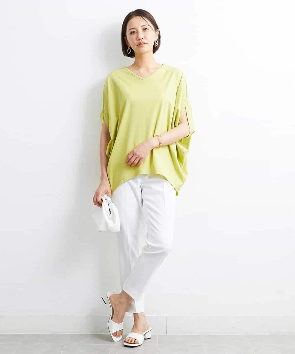 FMKJS35140 MICHEL KLEIN(ミッシェルクラン) [1枚着におすすめ]ドルマンスリーブVネックカットソー ダークグレー(93)
