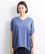 FMKJS35140 MICHEL KLEIN(ミッシェルクラン) [1枚着におすすめ]ドルマンスリーブVネックカットソー ダークグレー(93)